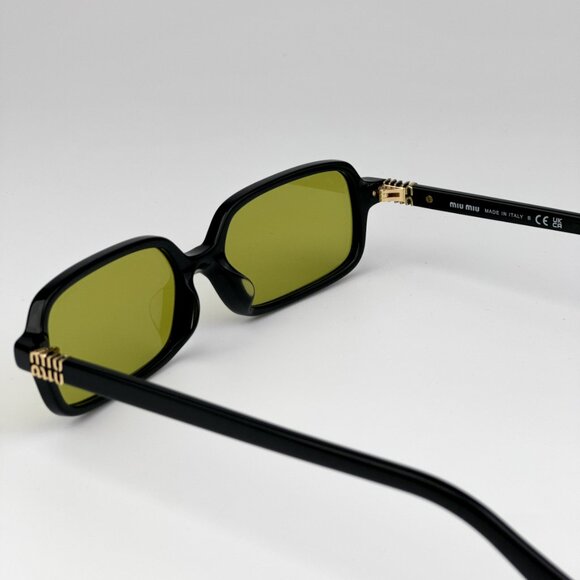 Miu Miu MU11ZSF 16K07O BRAND NEW Sunglasses Black Olive Green Rectangle Unisex - Picture 10 of 12